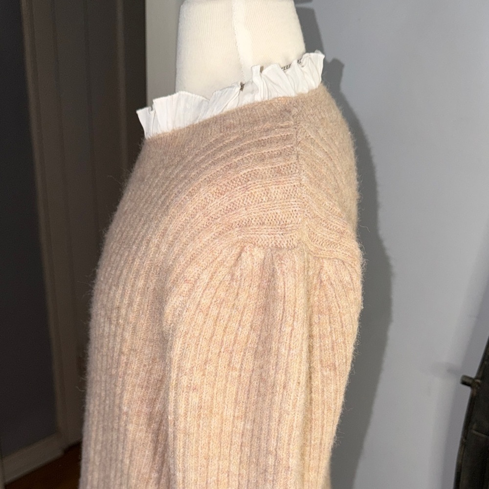 Pinch Beige Ribbed Sweater with Ruffle Trim - Picture 4 of 8